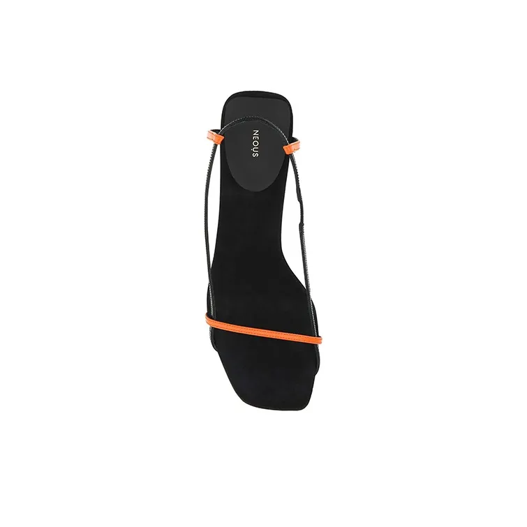 NEOUS One Strap Sandals 6.5cm Women's Black Orange-4