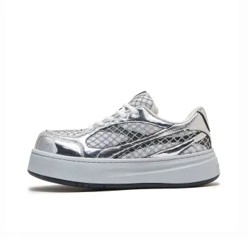 LeStream Height Increasing Support Lightweight Breathable Low Top Casual Shoes Unisex Silver