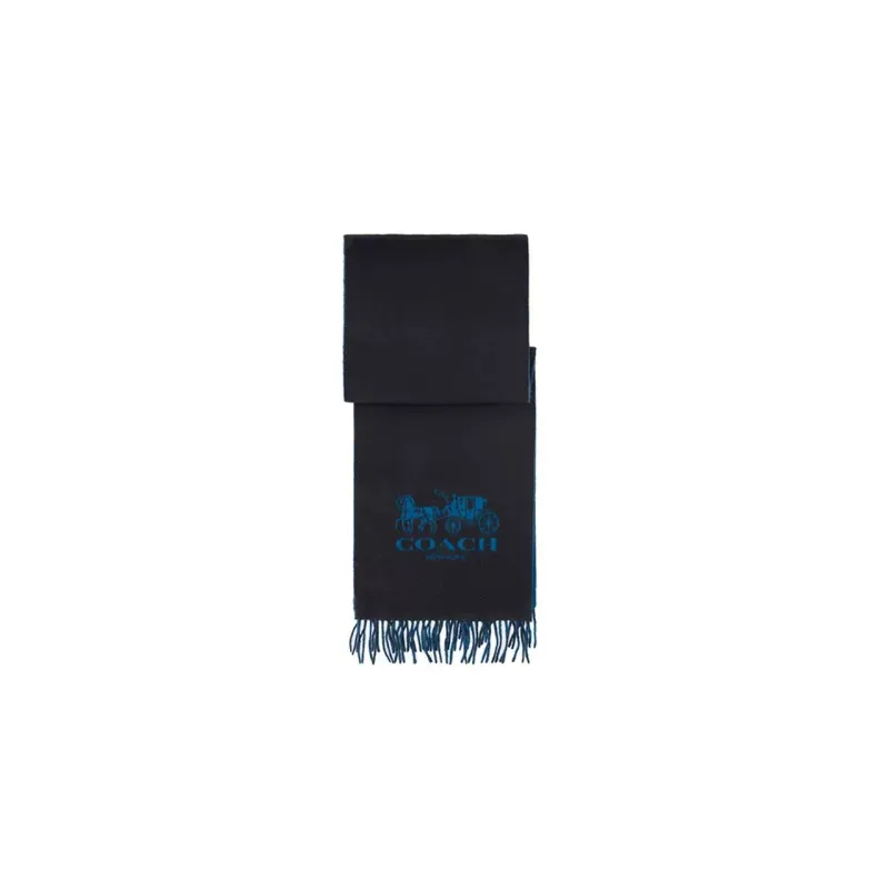COACH 100% Small Cashmere Scarf Unisex Blue-0