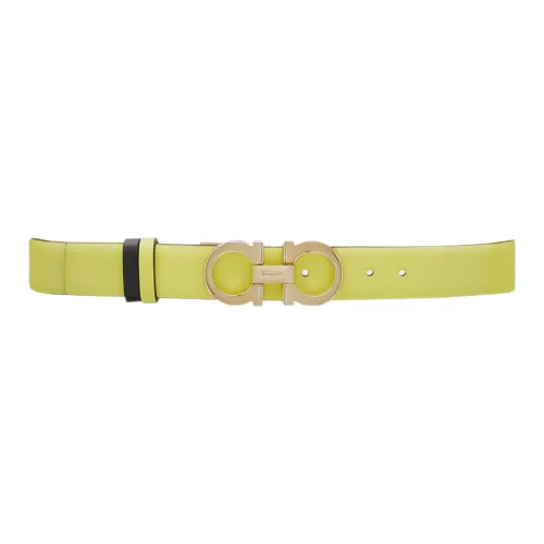 FERRAGAMO Letter Logo Smooth Buckle Women's Yellow Width: 2.5CM