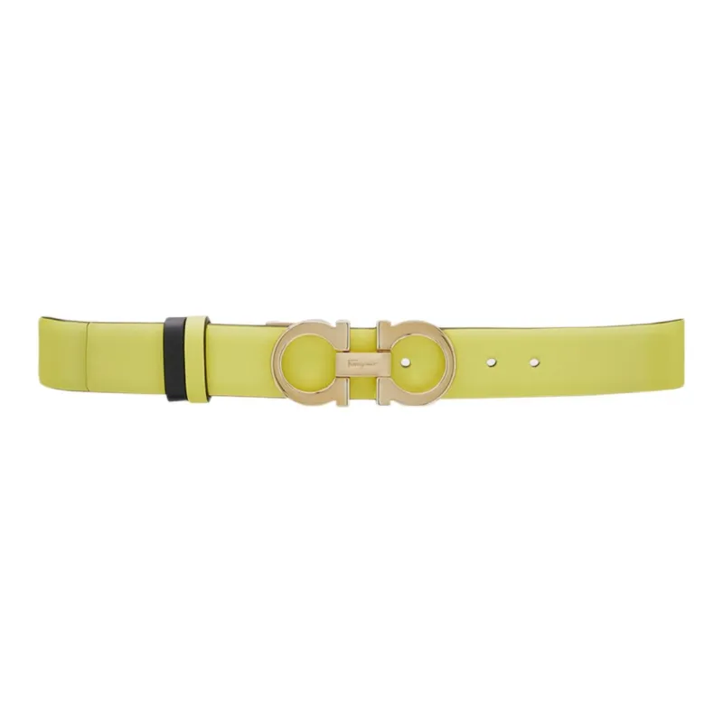 FERRAGAMO Letter Logo Smooth Buckle Women's Yellow Width  2.5CM-0