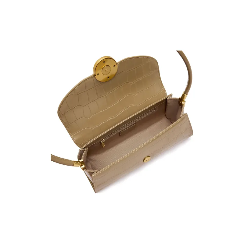 Staccato Cow Leather Shoulder Bag Regular Women's Cream White/Khaki Deep Apricot/Nightfall Black/Haze Blue-3