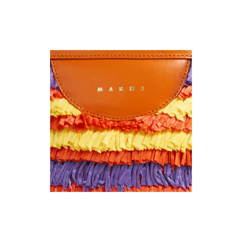 MARNI TROPICALIA Cow Leather Bucket Bag, Shoulder Bag, Crossbody Bag, Handbag Mini Women's Orange-3