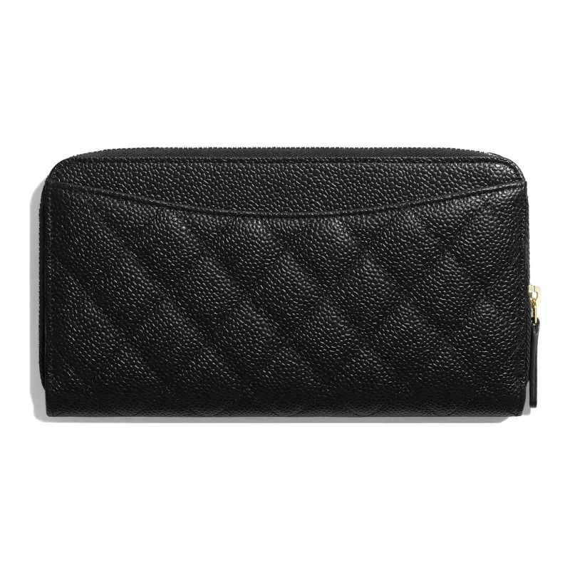 CHANEL Grain Caviar Calfskin Wallet Unisex Black-1