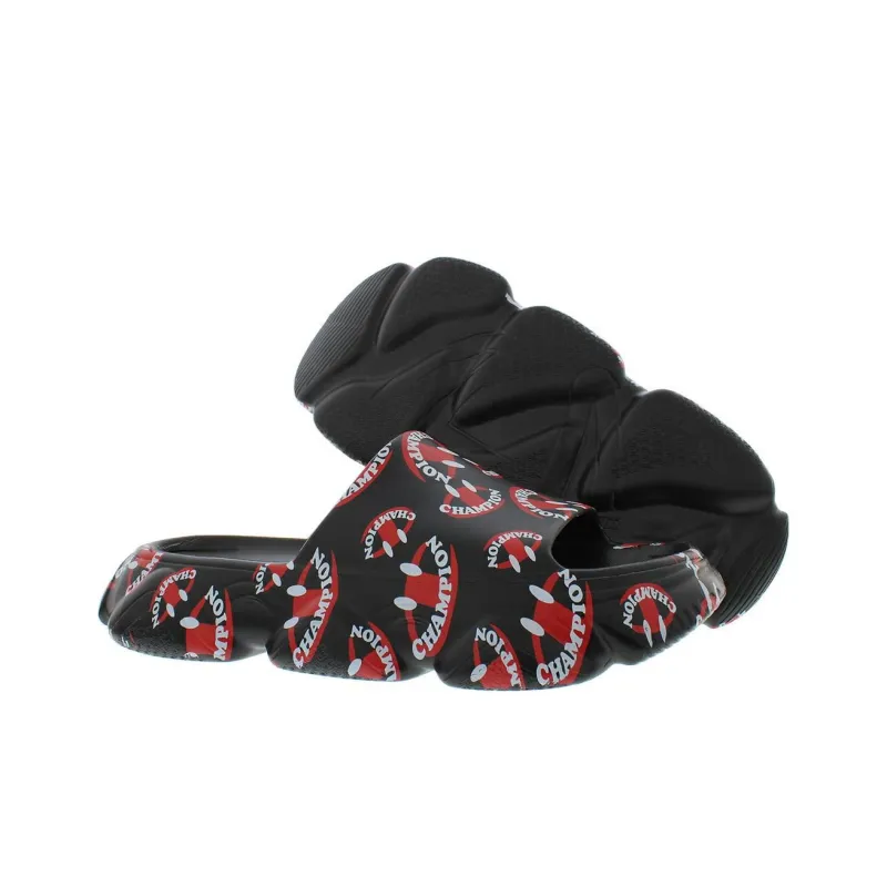 Champion Rubber Sole Slide Slippers Men's Black Red-3