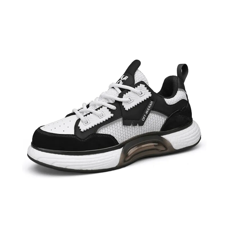 OFF-WIERAH Cushioned Wear-Resistant Breathable Impact-Resistant Height Increasing Mid-Top Casual Shoes Unisex-7