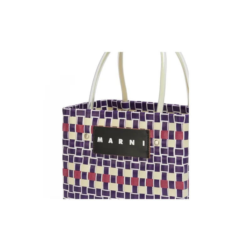 MARNI Polypropylene Tote Bag, Shopping Bag, Handbag Mini Women's Purple & Multicolor-3
