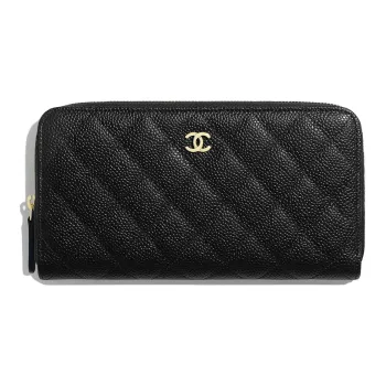 CHANEL Grained Calfskin Wallet Unisex Black