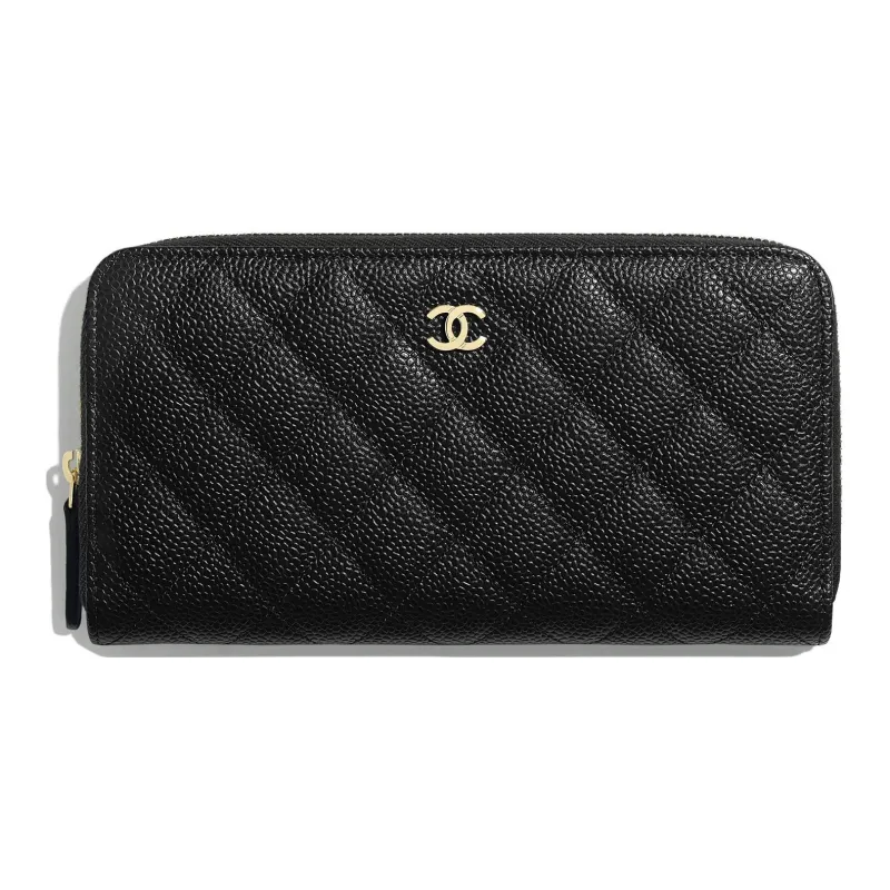 CHANEL Grain Caviar Calfskin Wallet Unisex Black-0