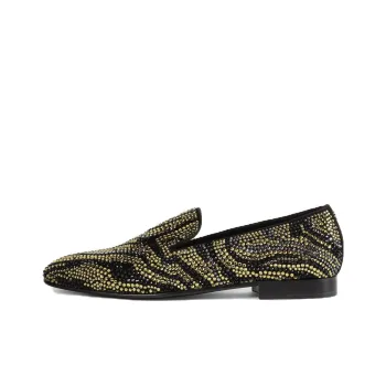 Roberto Cavalli Crystal-embellished Zebra-stripe Slippers