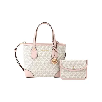 MICHAEL KORS Eva Cow Leather Tote Bag Shopping Bag Combo Shoulder Bag Crossbody Bag Handbag Mini Women's White Pink