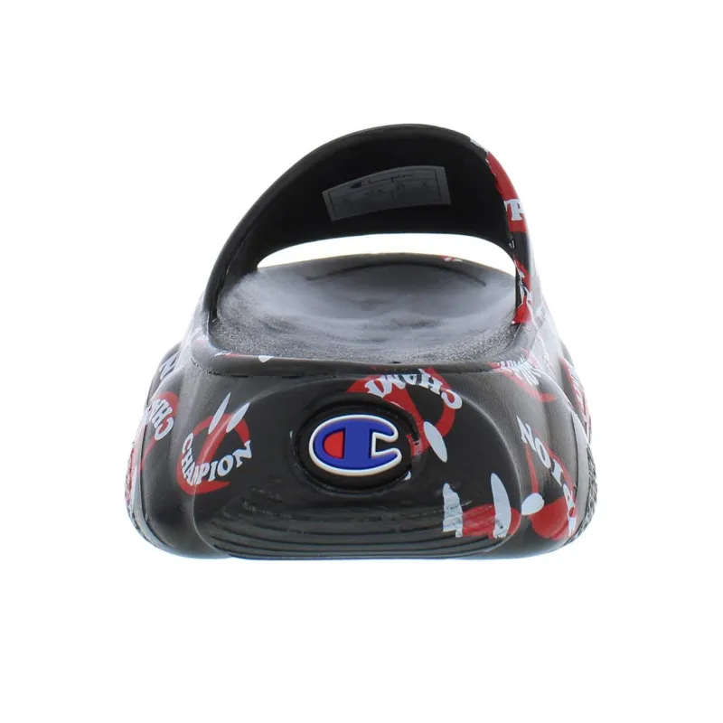 Champion Rubber Sole Slide Slippers Men's Black Red-2