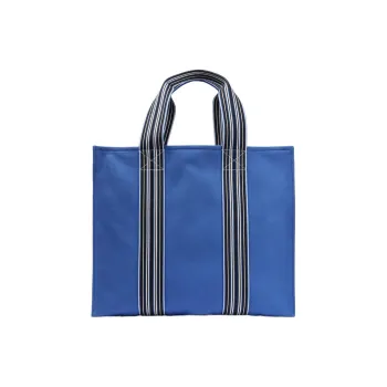 Loro Piana Canvas Canvas Bag Tote Bag Shopping Bag Handbag Women's Dark Sky Blue With Marine Blue Accents