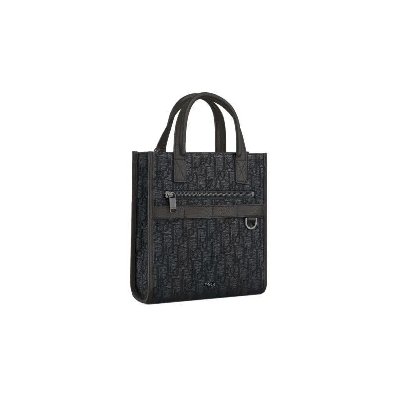 DIOR Oblique Printed Fabric Tote Bag Shopping Bag Handbag Shoulder Bag Crossbody Bag Regular Men's Black-2