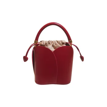 Tanita West Cow Leather Crossbody Handbags Medium Size Women's Red