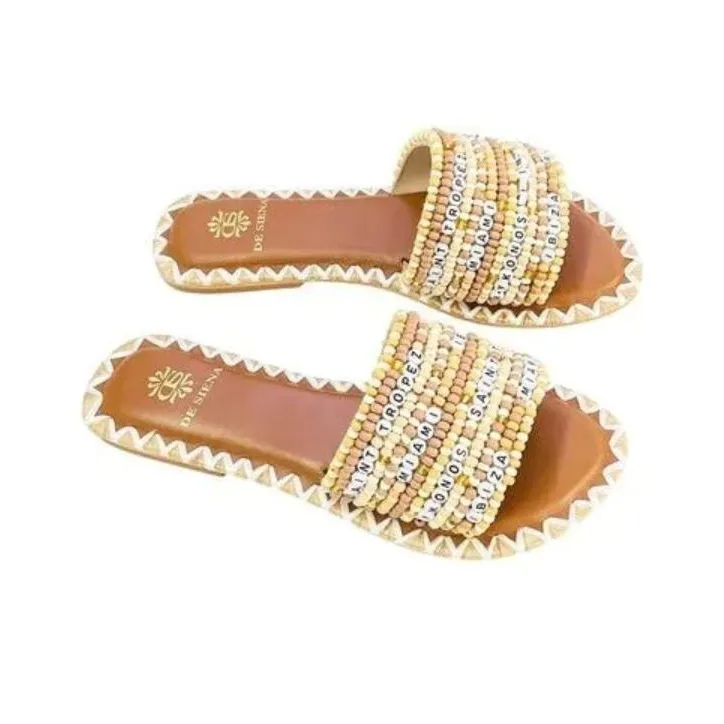 De Siena SHOES Resort Bead Flat Slides-2