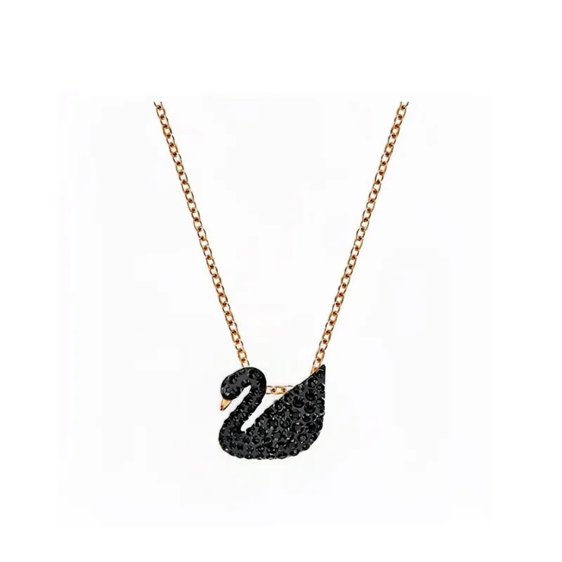 Swarovski Rose Gold Plated Necklaces Women's Black-0