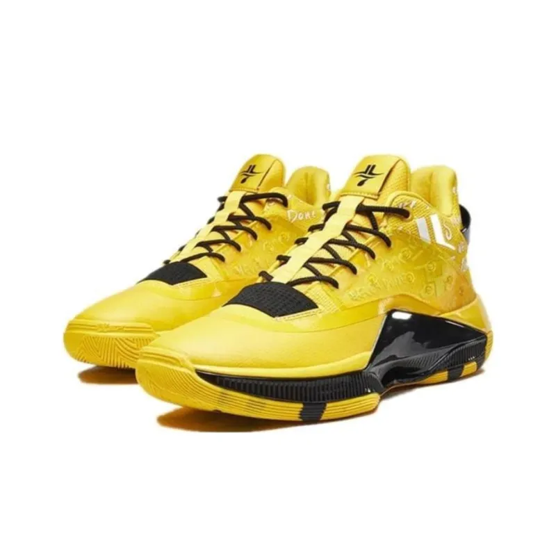 XTEP Levitation 4 Playoff Color Scheme Battle Boots Cushioned Slip Resistant Mid Top Basketball Shoes Men's Yellow-1