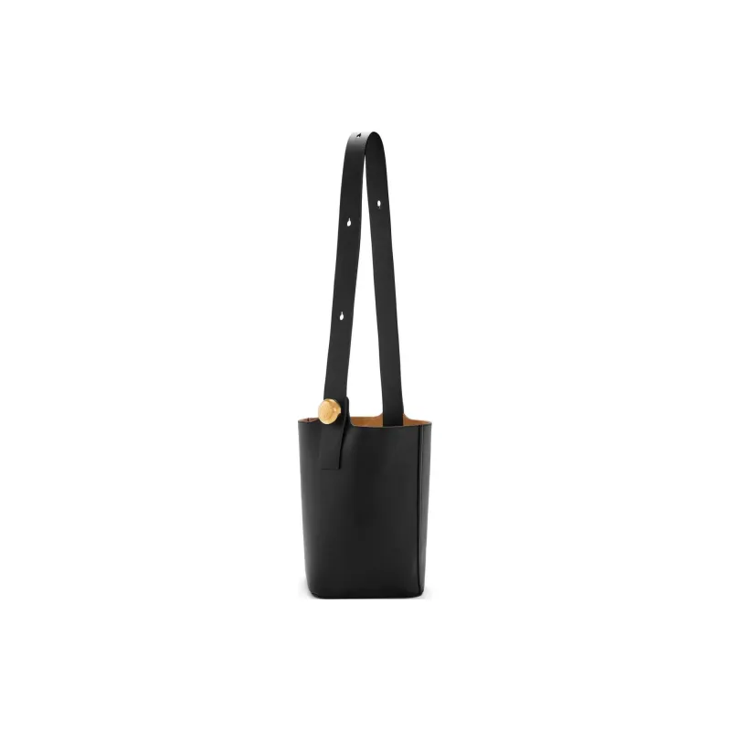 LOEWE Cow Leather Shoulder Bag Crossbody Bag Medium Size Unisex Black-2