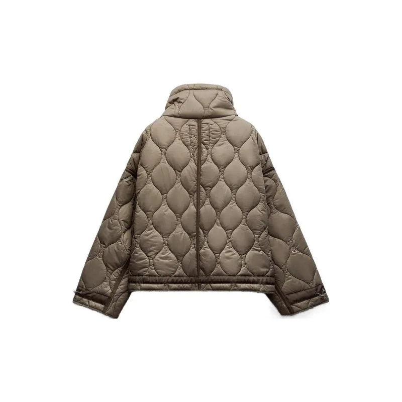 ZARA Puffer Jacket Women's Dark Taupe-1