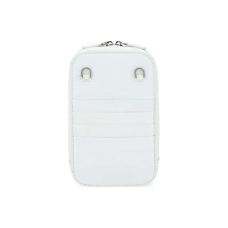Balenciaga Calfskin Shoulder Bag Crossbody Bag Cell Phone Pouch Women's White-2