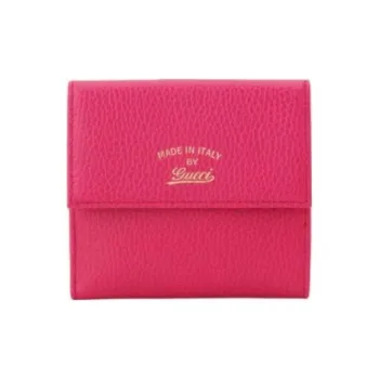 GUCCI Genuine Leather Wallet Women's Rose Red