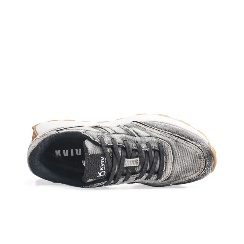 KVIV Height Increasing Wear Resistant Lightweight Breathable Slip Resistant Low Top Running Shoes Unisex Gray-5