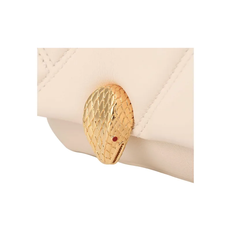 BVLGARI Serpenti Cabochon Calfskin Shoulder Bag Crossbody Bag Mini Women's Ivory White-6