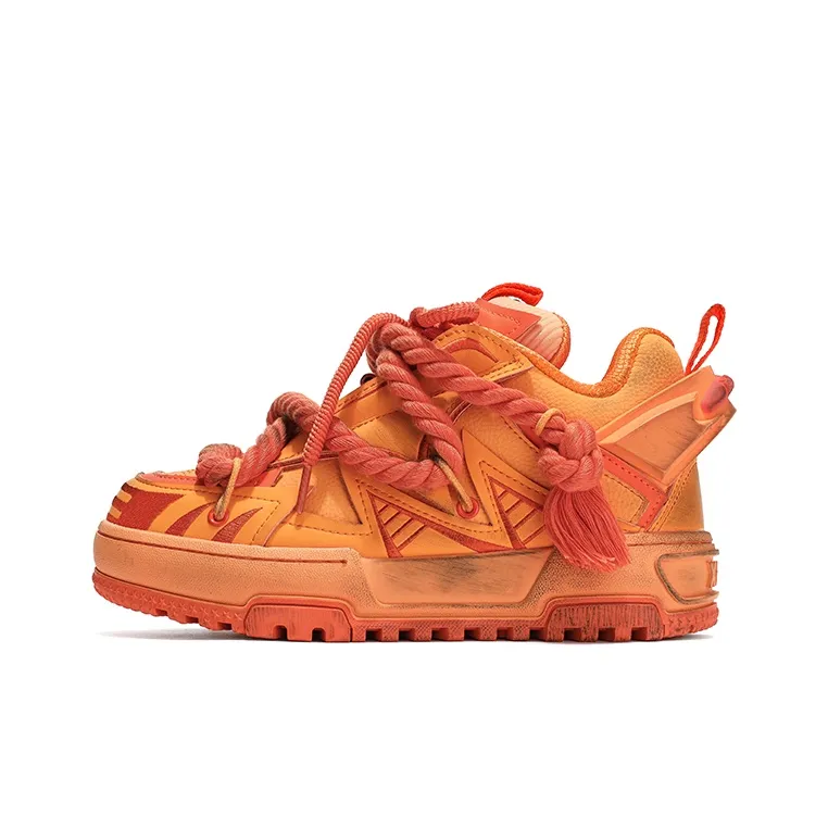 X·LUN Skateboard Shoes Unisex Mid Top Dark Orange-1