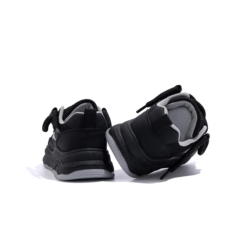 HUANQIU Slip Resistant Cushioning Low Top Skateboard Shoes Men's Black-6