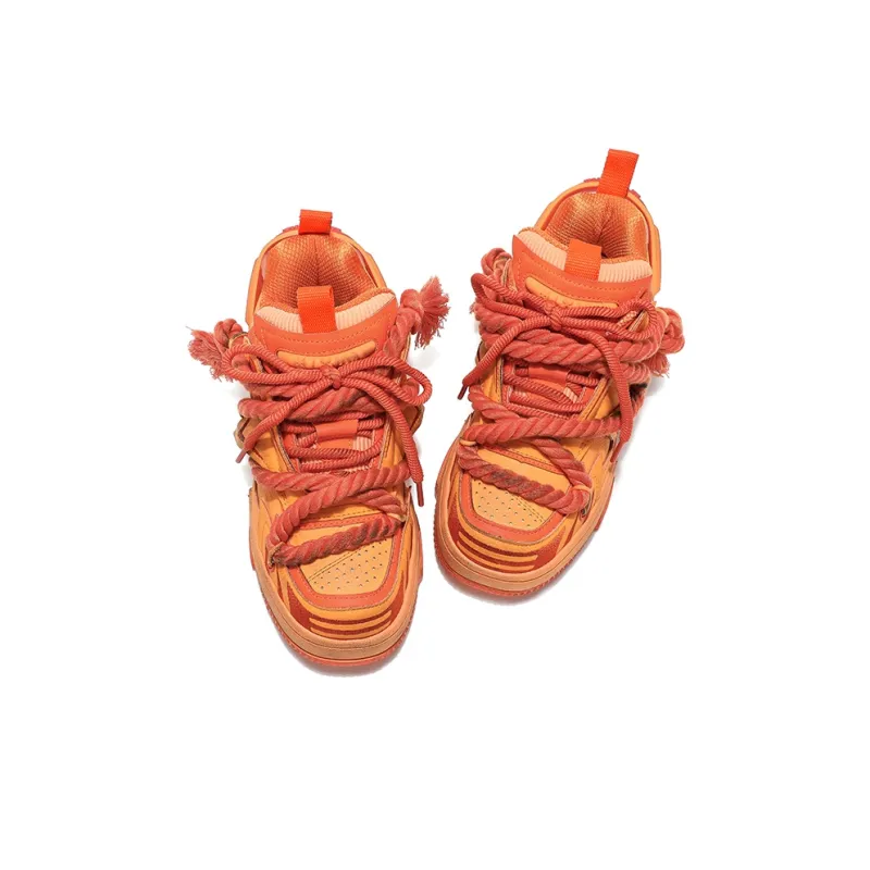 X·LUN Skateboard Shoes Unisex Mid Top Dark Orange-4
