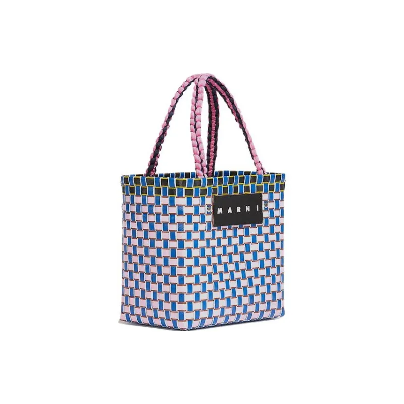 MARNI Basket Series Plastic Tote Bag Shopping Bag Handbag Small Size Women's Blue Pink-2