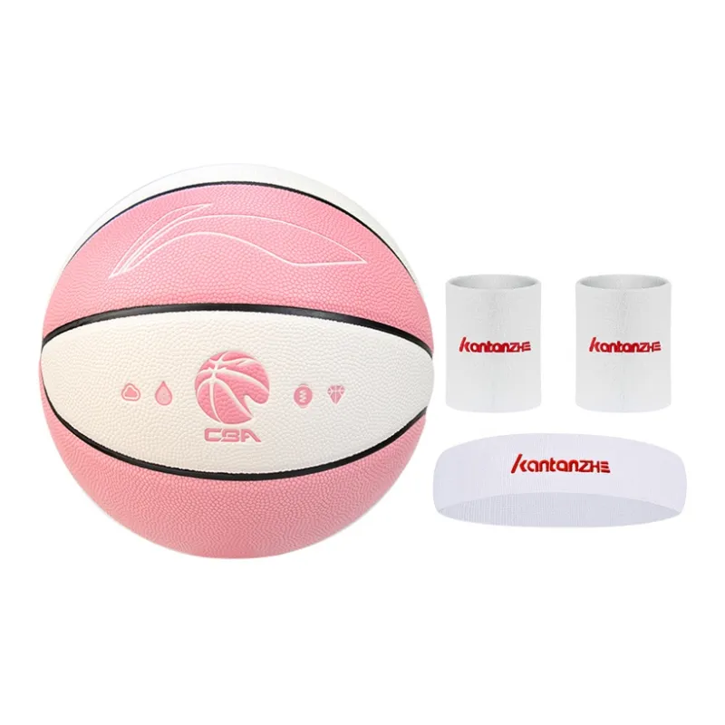 LiNing PU Basketball Pink White Size 7 Training Unisex-25