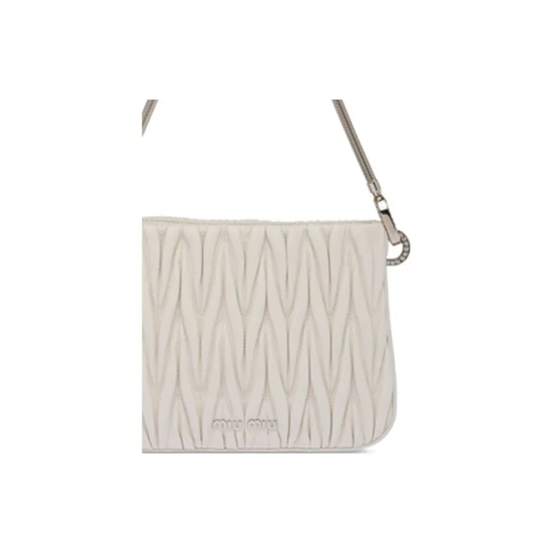 MIU MIU Leather Crossbody Bag, Shoulder Bag Women's White-4