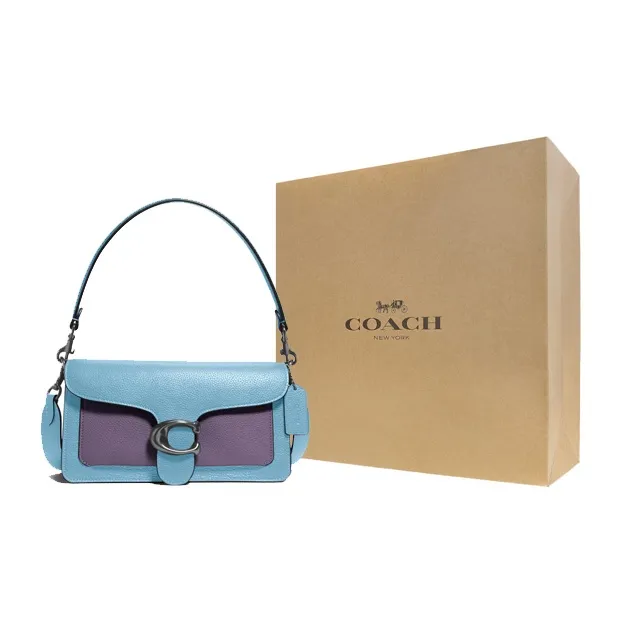 COACH Tabby Cow Leather Shoulder Bag Crossbody Bag Portable Shoulder Bag Medium Size Women's Blue-3