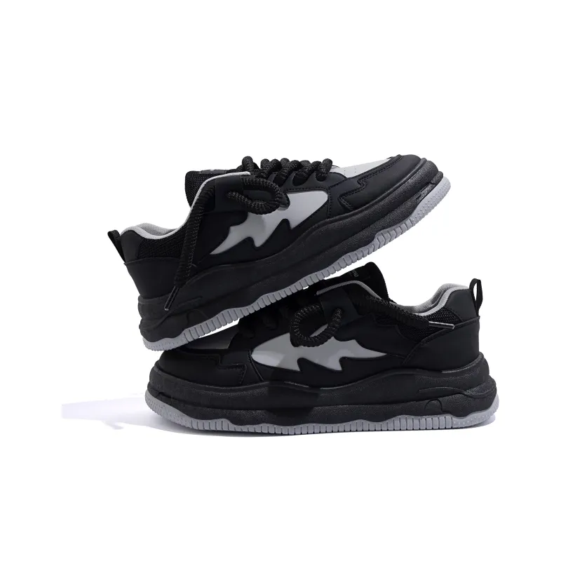 HUANQIU Slip Resistant Cushioning Low Top Skateboard Shoes Men's Black-2
