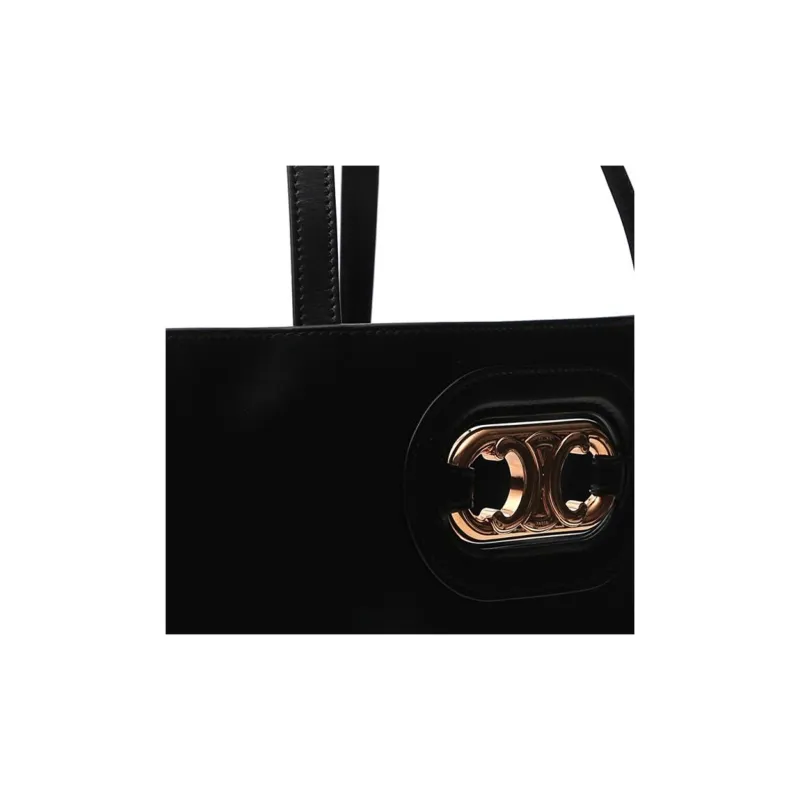 CELINE Genuine Leather Tote Bag Shopping Bag Handbag Women's Black-3