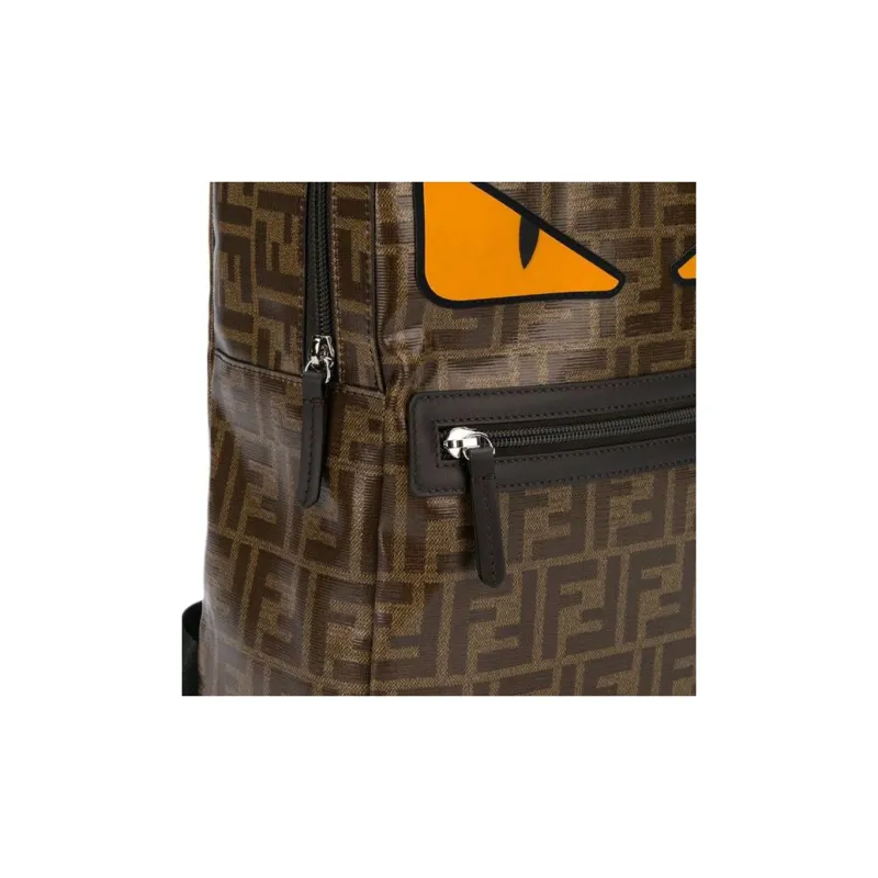 FENDI Genuine Leather Backpack Kids' Brown-3