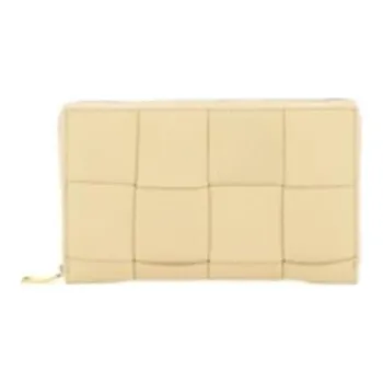 Bottega Veneta Calfskin Wallet Women's Beige Yellow
