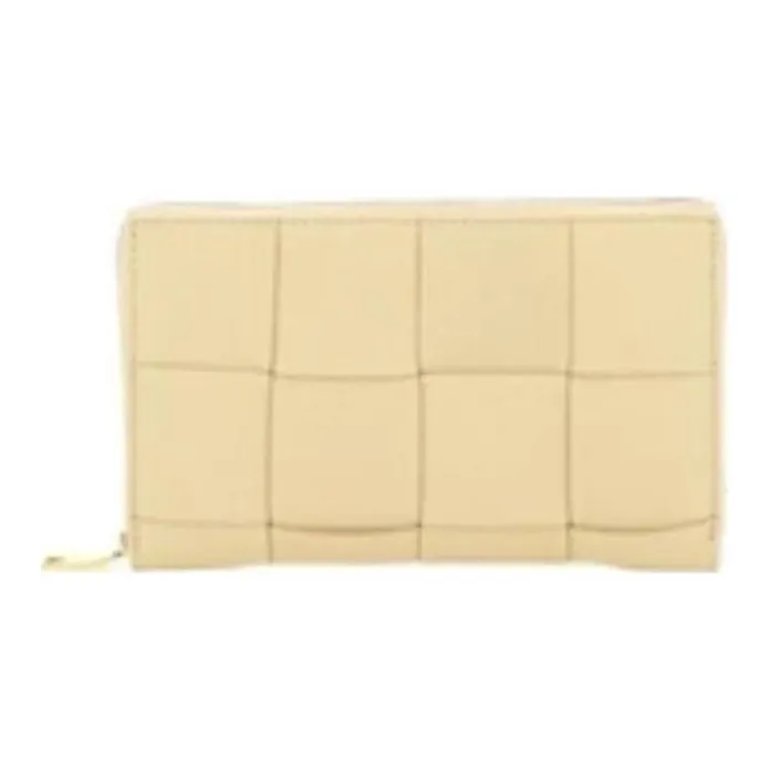Bottega Veneta Calfskin Wallet Women's Beige Yellow-0