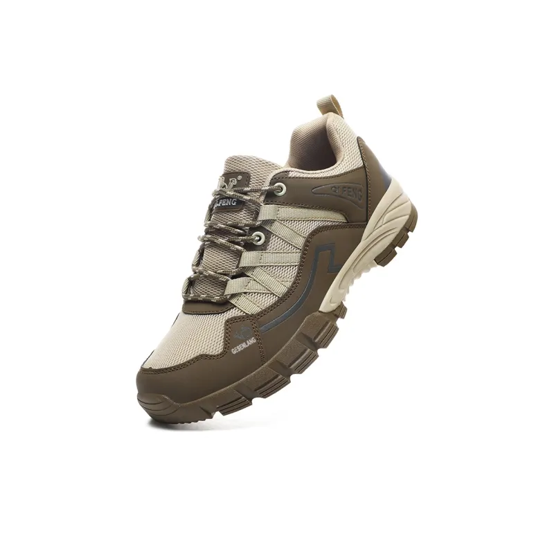GESENLANG Cushioned Slip Resistant Breathable Low Top Outdoor Shoes Men's Brown-4