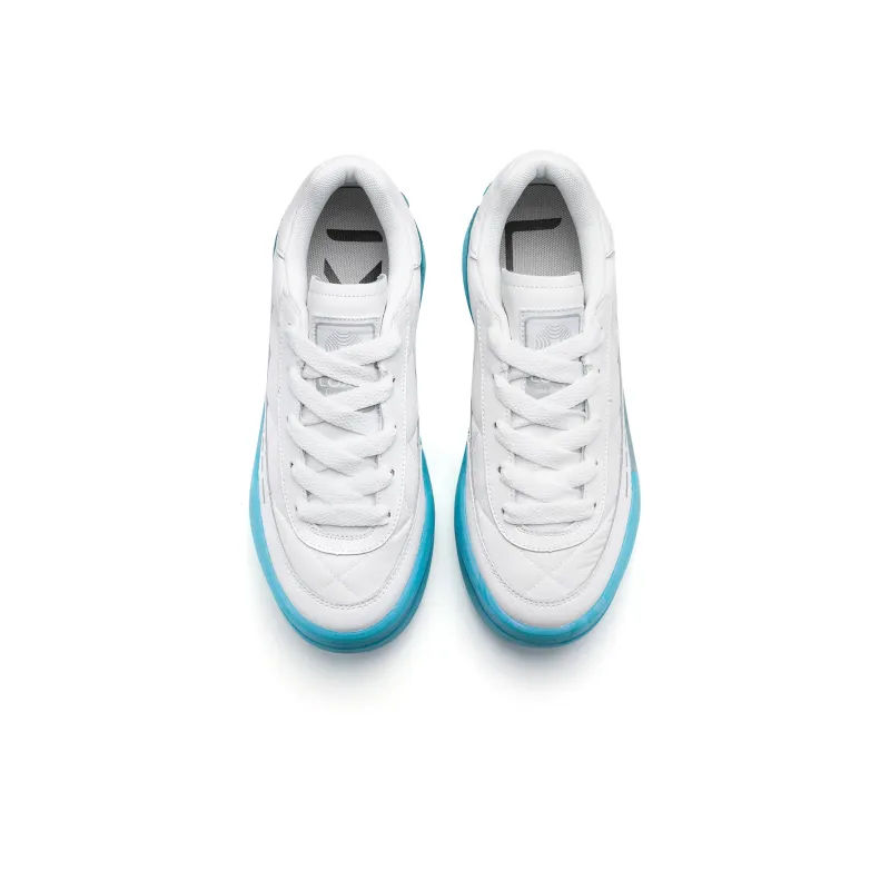 LOXKI Anti Slip Wear Resistant Low Top Skateboard Shoes Unisex White Blue-3
