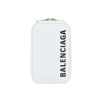 Balenciaga Calfskin Shoulder Bag Crossbody Bag Cell Phone Pouch Women's White