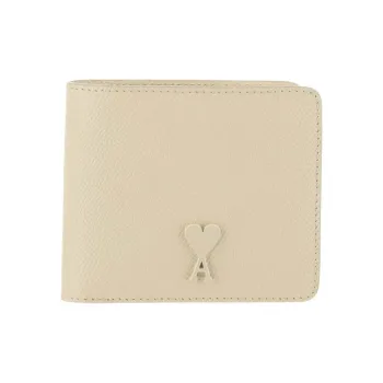 AMIPARIS Grain Cow Leather Wallet Unisex Ivory