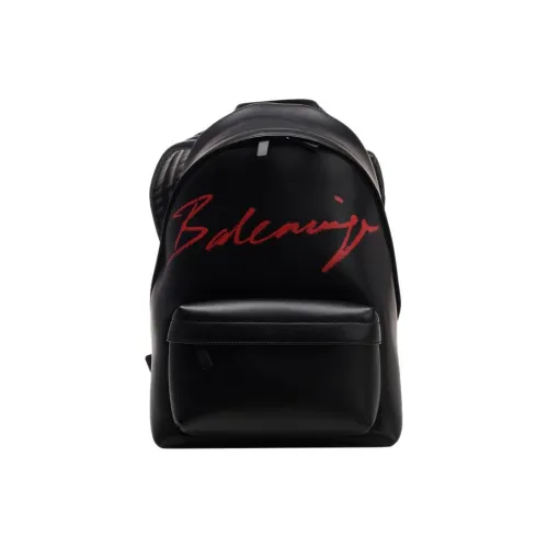 Balenciaga Leather Backpack Unisex Black & Red