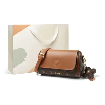 15 MINS PVC Mom Bag Crossbody Bag Shoulder Bag Women's Ecru/Warm Coffee