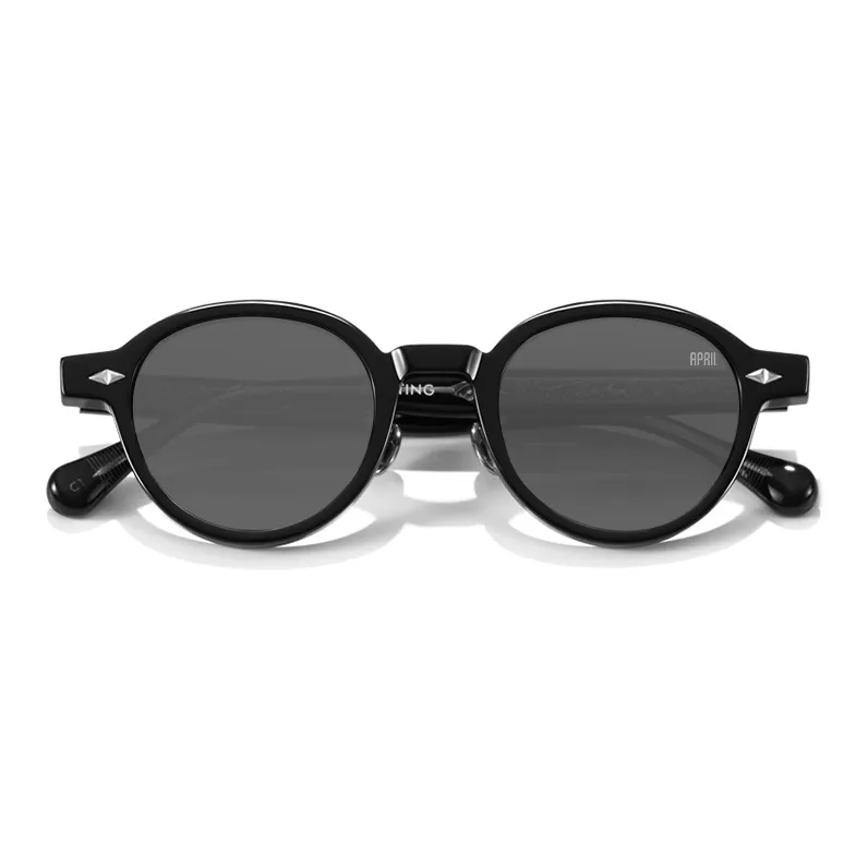 APRIL Plate Frame Round Sunglasses With Polarized Lenses Unisex-2