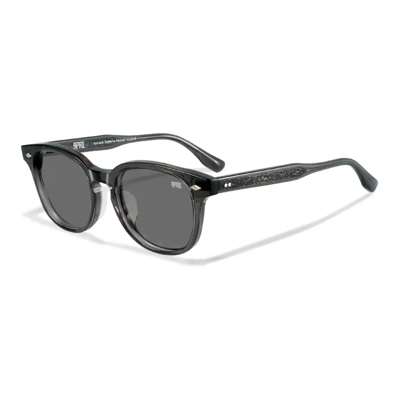 APRIL Plate Frame Round Sunglasses With Polarized Lenses Unisex-15