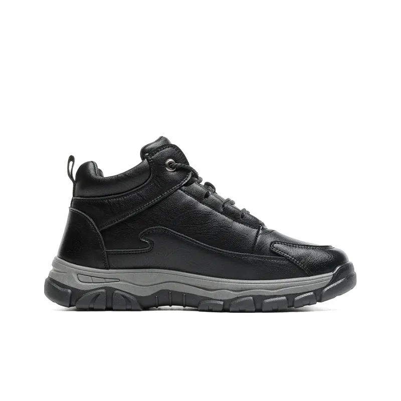 Mulinsen MULINSEN Quick Dry Support Impact-Resistant Height Increasing Warm Rebound Mid-Top Casual Shoes Men's Black-1
