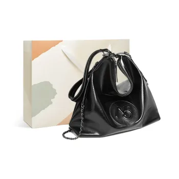 15 MINS Synthetic Leather Shoulder Bag Backpack Shopping Bag Women's Ecru/Midnight Black